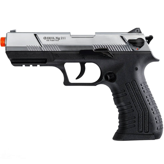 NIG 211 Front Firing Blank Gun Pistol Chrome Finish