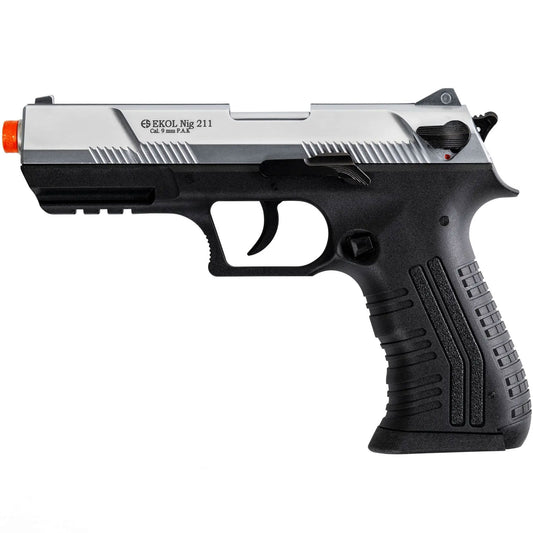NIG 211 Front Firing Blank Gun Pistol Nickel Finish