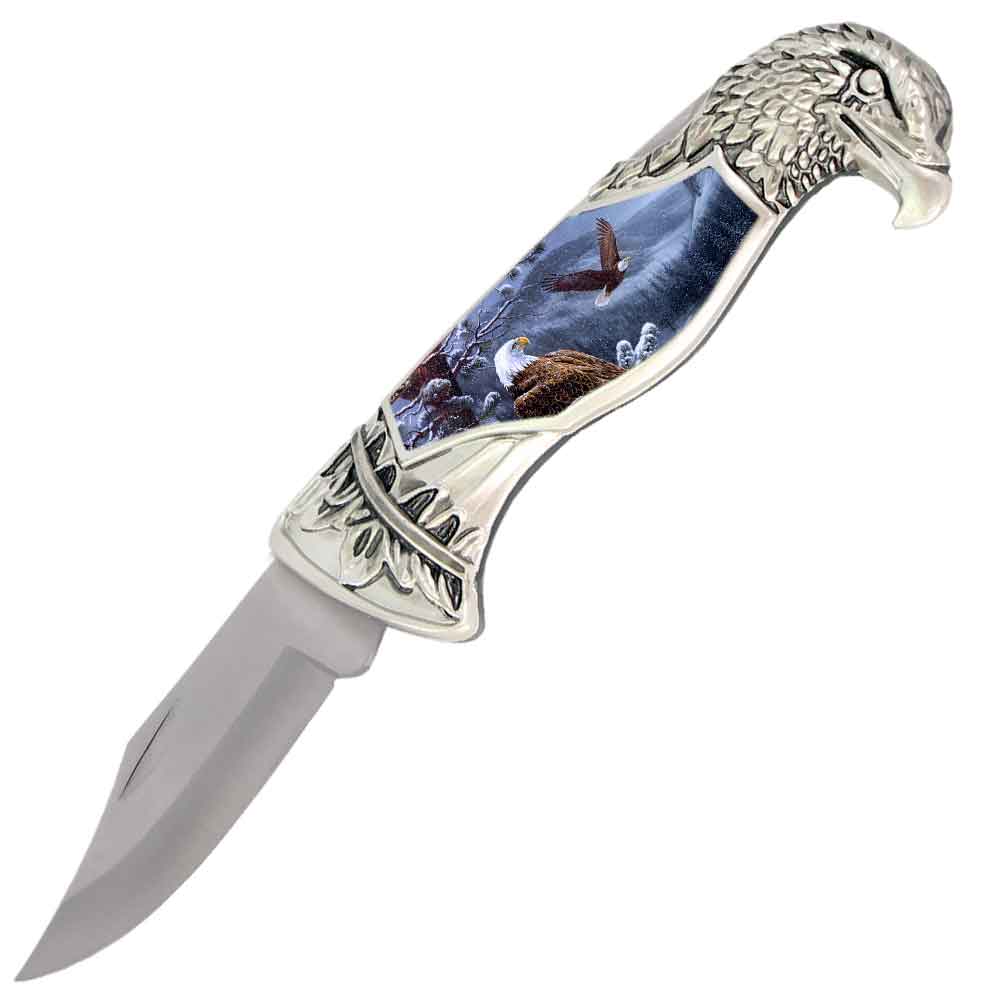 8" Overall Eagle Head Lockback Folding Pocket Knife in a Gift Box Style-2 - TOPHATTER'S ARMORY DEALS