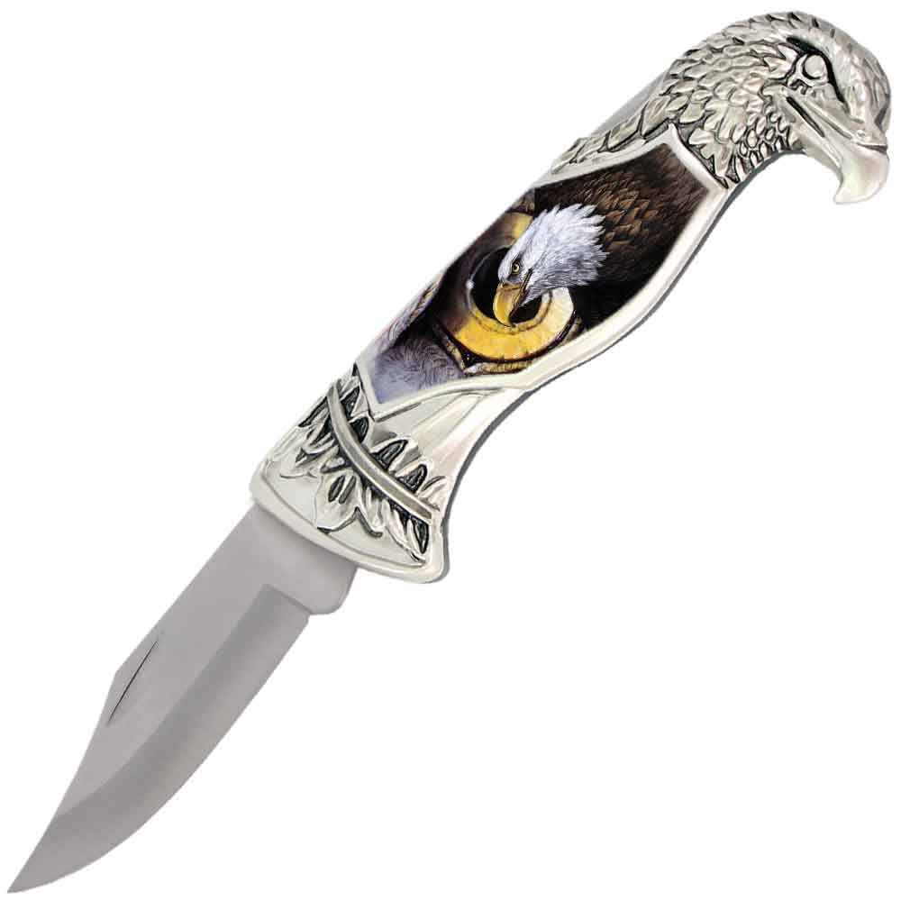 8" Overall Eagle Head Lockback Folding Pocket Knife in a Gift Box Style-4 - TOPHATTER'S ARMORY DEALS