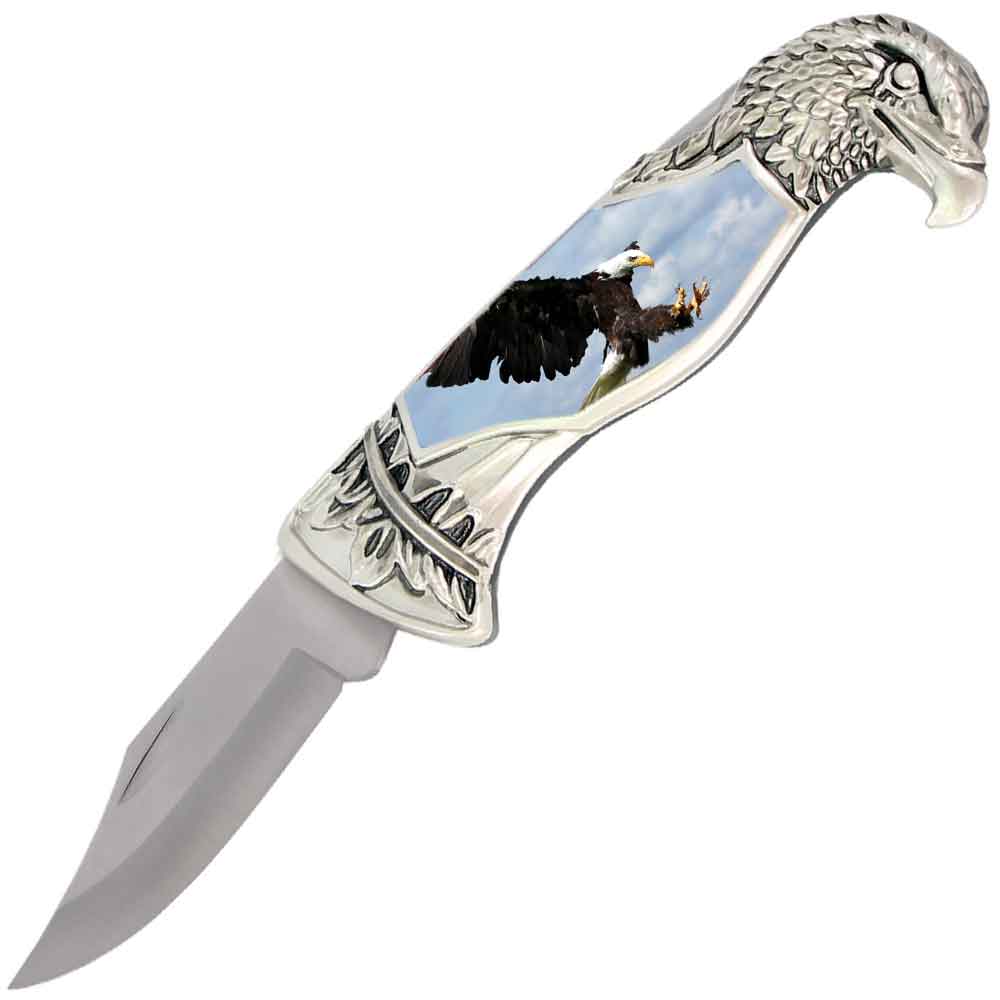 8" Overall Eagle Head Lockback Folding Pocket Knife in a Gift Box Style-8 - TOPHATTER'S ARMORY DEALS