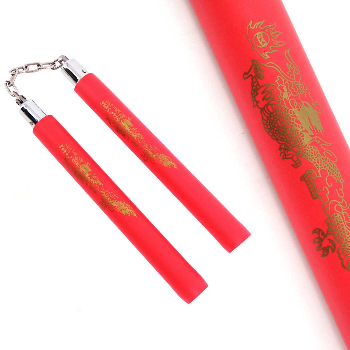 Red Dragon Foam Padded Nunchaku with Steel Swivel Chain - TOPHATTER'S ARMORY DEALS