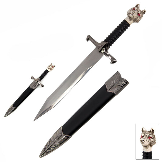 12 1/4" White Wolf Miniature Letter Opener Fantasy Short Sword Dagger Knife