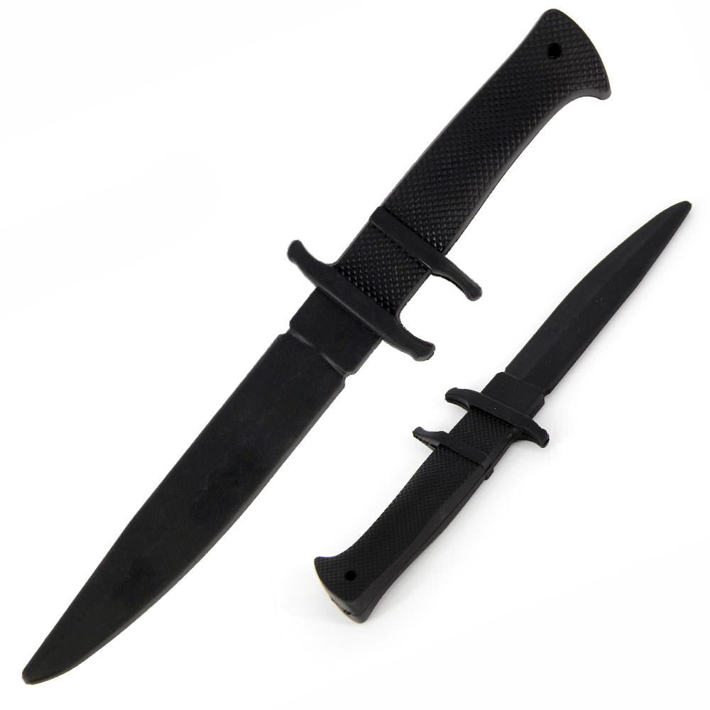 11.75 Inch Black Soft Rubber Training Sub-Hilt Military Knife