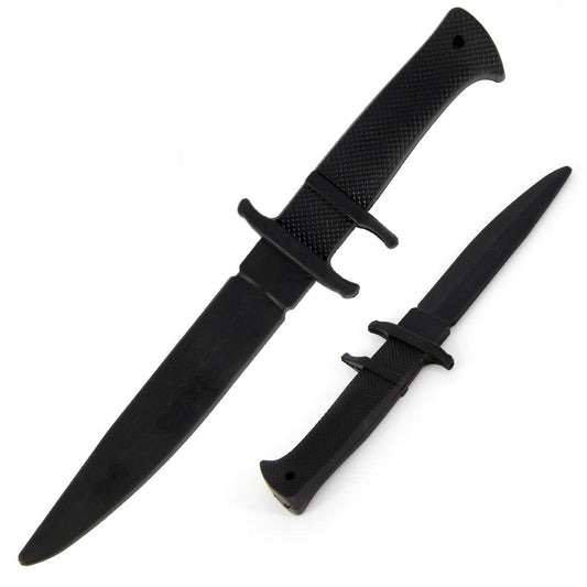 11.75 Inch Black Soft Rubber Training Sub-Hilt Military Knife