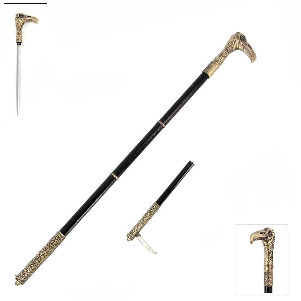 Dual Bladed Vulture Head Sword Cane