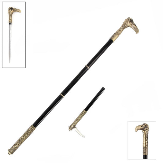 Dual Bladed Vulture Head Sword Cane