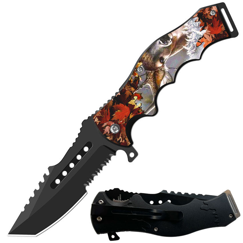 8.5" Tracker Huntsman Deer Spring Assisted Folding Open Pocket Knife Cleaver Blade - TOPHATTER'S ARMORY DEALS