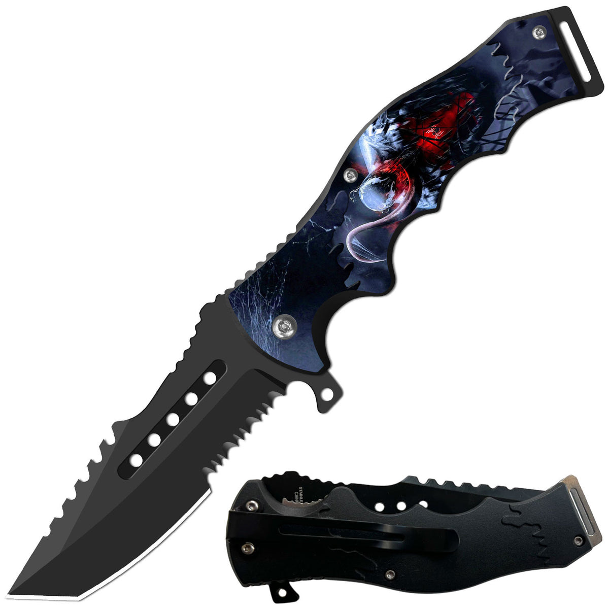 8.5" Tactical Venom Spring Assisted Folding Open Pocket Knife Cleaver Blade - TOPHATTER'S ARMORY DEALS