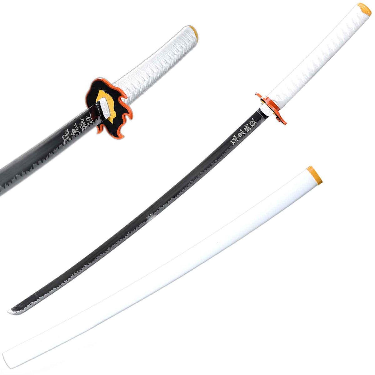 41" Steel Kyojuro Rengoku Nichirin Sword Demon Killer Samurai Katana Anime - TOPHATTER'S ARMORY DEALS