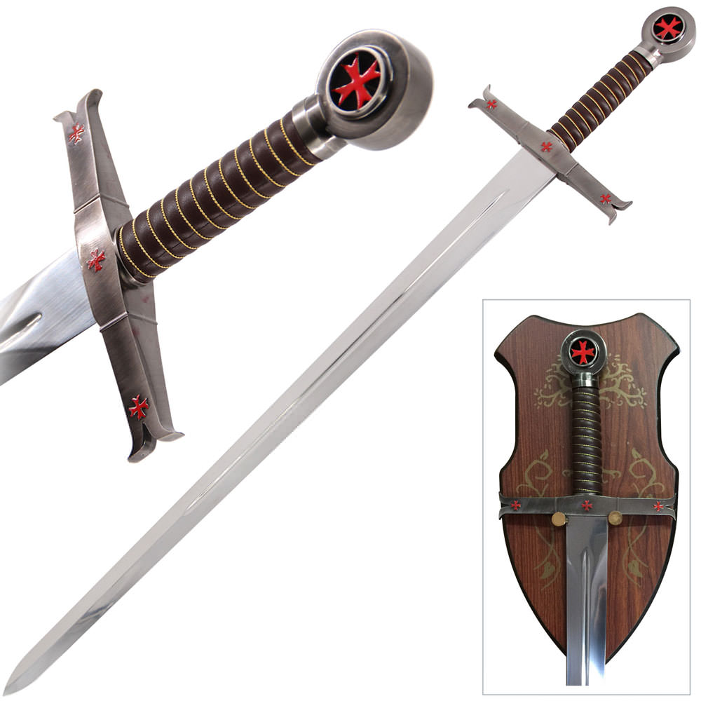 Crusader Knight Templar Red Cross Sword with Wall Mount - TOPHATTER'S ARMORY DEALS