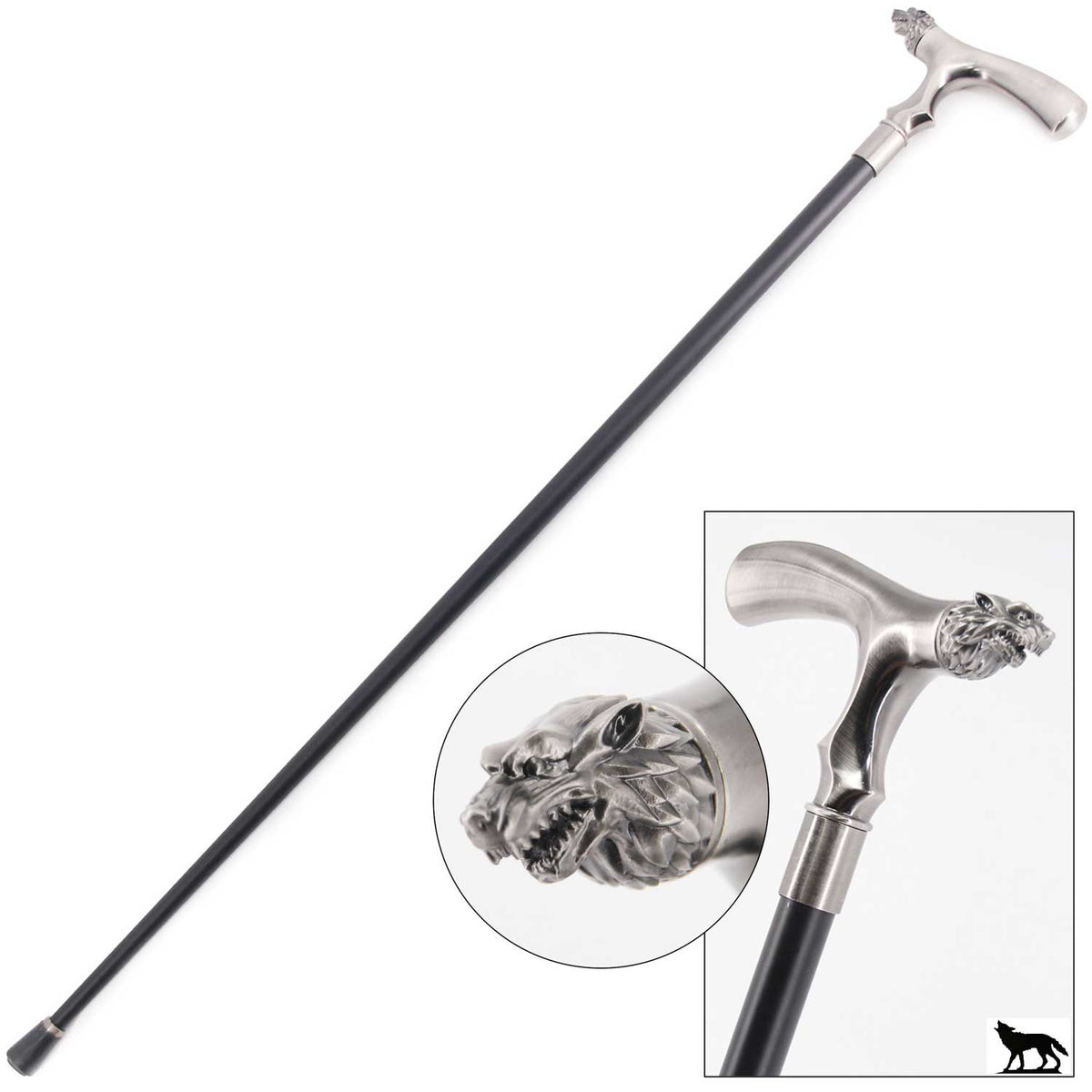 36" John Snow Wolf Steel Metal Gentlemen Walking Cane Stick - TOPHATTER'S ARMORY DEALS