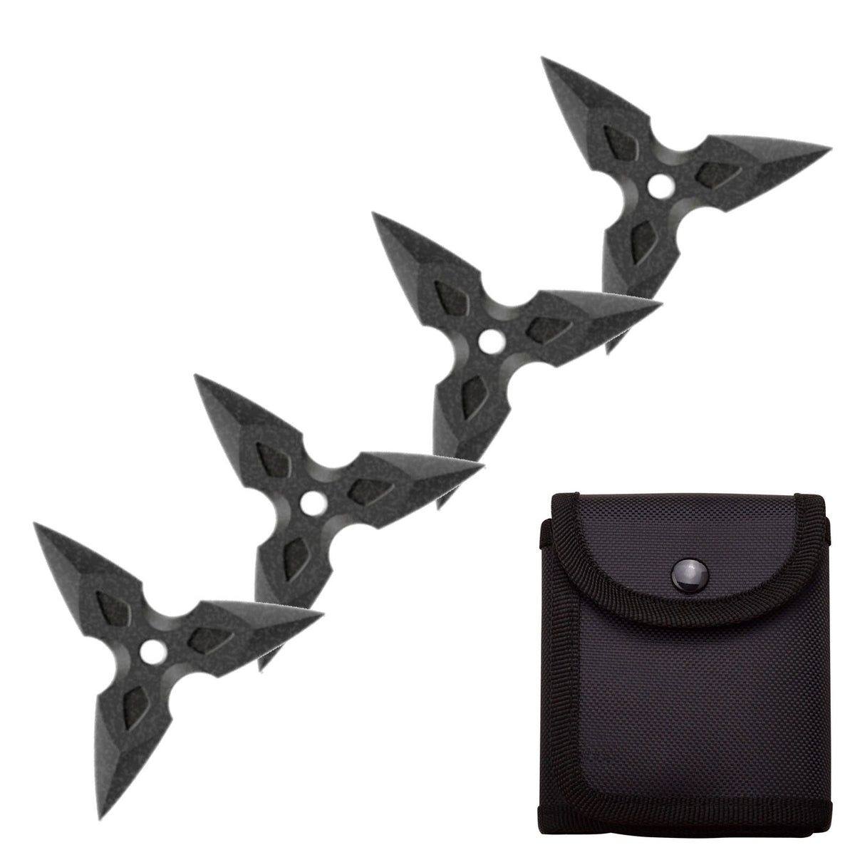 4 Pc Stonewash Finish Three-Pointed Triangle Throwing Ninja Stars Shuriken - TOPHATTER'S ARMORY DEALS