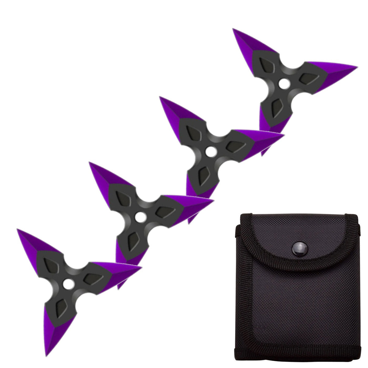 4 Pc Black/Purple Finish Three-Pointed Triangle Throwing Ninja Stars Shuriken - TOPHATTER'S ARMORY DEALS