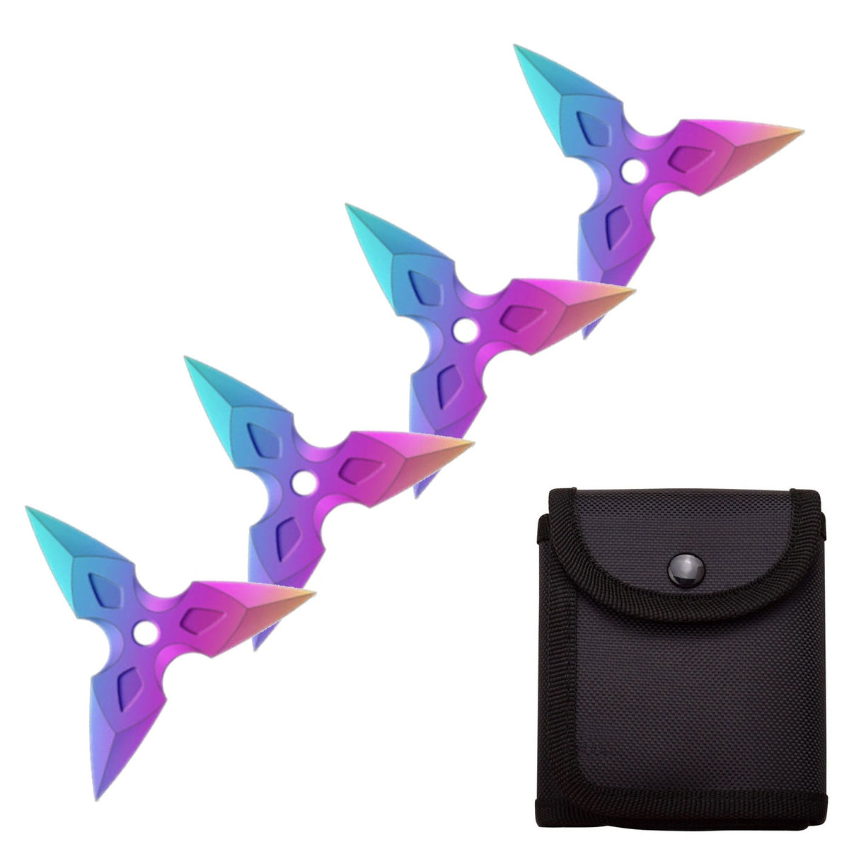 4 Pc Titanium Finish Three-Pointed Triangle Throwing Ninja Stars Shuriken - TOPHATTER'S ARMORY DEALS