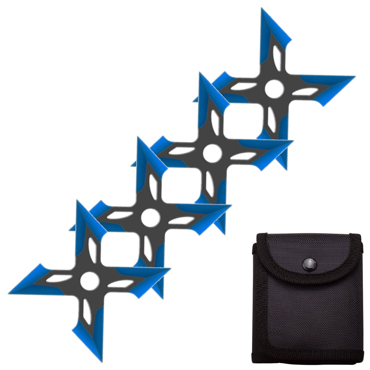 4 Pc Black/Blue Finish Four-Pointed X Throwing Ninja Stars Shuriken - TOPHATTER'S ARMORY DEALS
