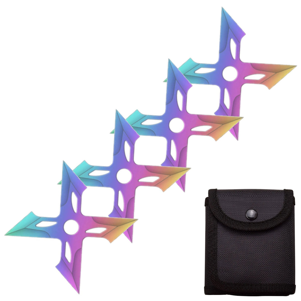 4 Pc Titanium Finish Four-Pointed X Throwing Ninja Stars Shuriken - TOPHATTER'S ARMORY DEALS