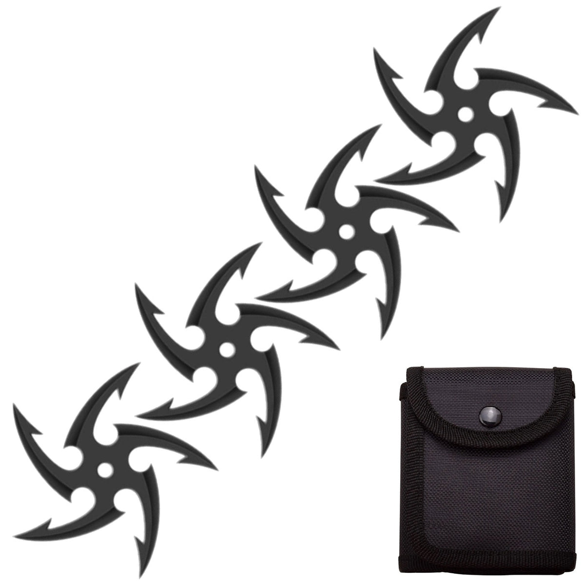 4 PC Set Black Cyclone Ninja Throwing Stars Shuriken Knife Five-Sided - TOPHATTER'S ARMORY DEALS
