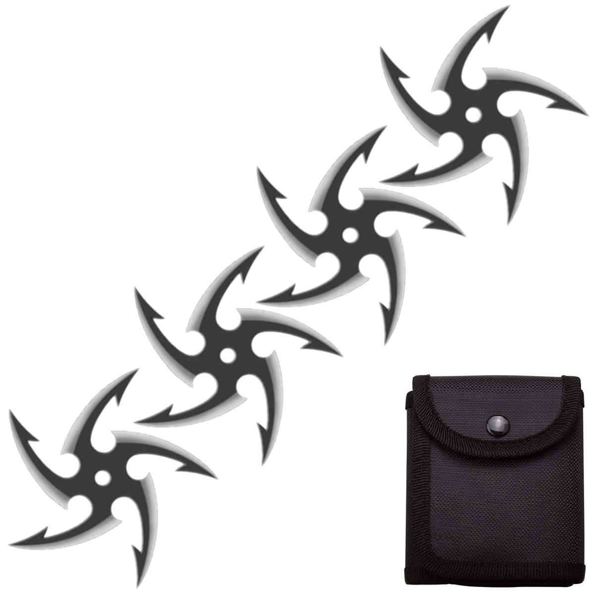 4 PC Set Black/Satin Finish Cyclone Ninja Throwing Stars Shuriken Knife Five-Sided - TOPHATTER'S ARMORY DEALS
