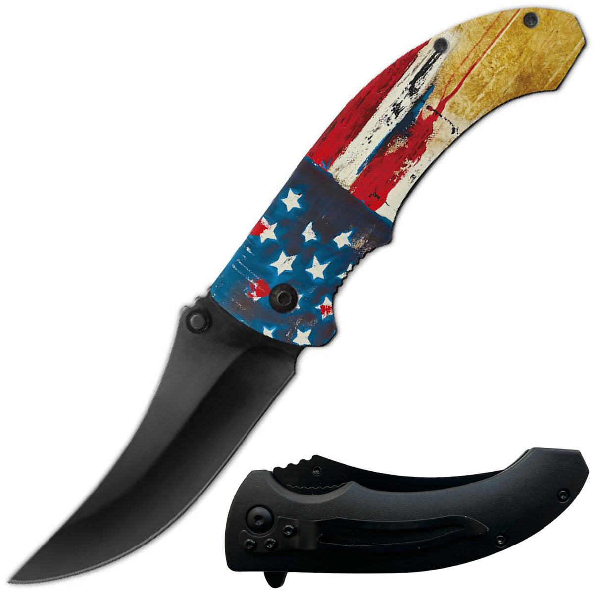8" American Flag Spring Assisted Open Folding Pocket Knife - TOPHATTER'S ARMORY DEALS
