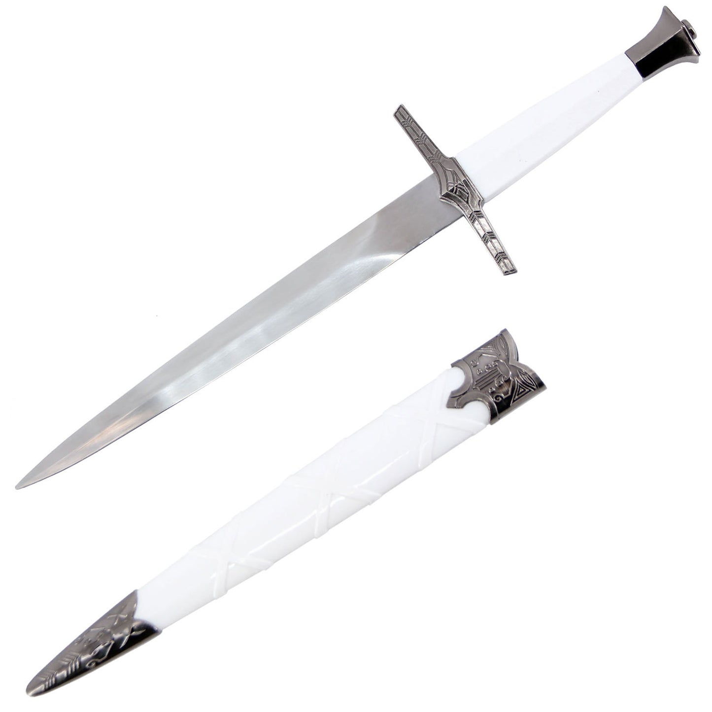 15.5 Inch Overall Silver Steel Dagger