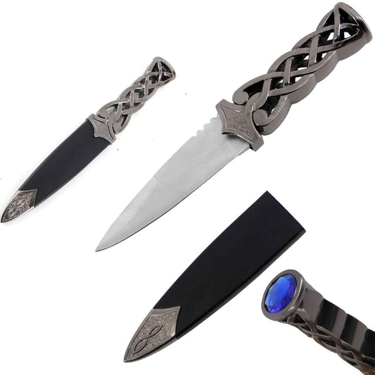 9" Medieval Scottish Highland Celtic SGIAN DUBH Knife Dagger with Scabbard