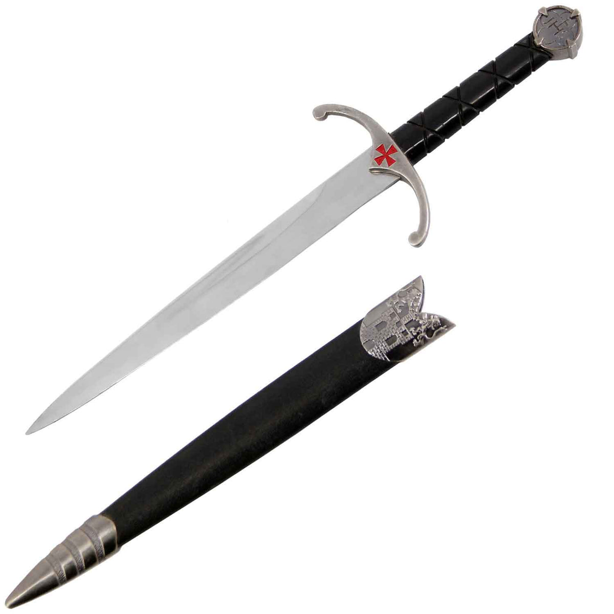 15.5 Inches Cross Medieval Crusader Dagger with Scabbard - TOPHATTER'S ARMORY DEALS