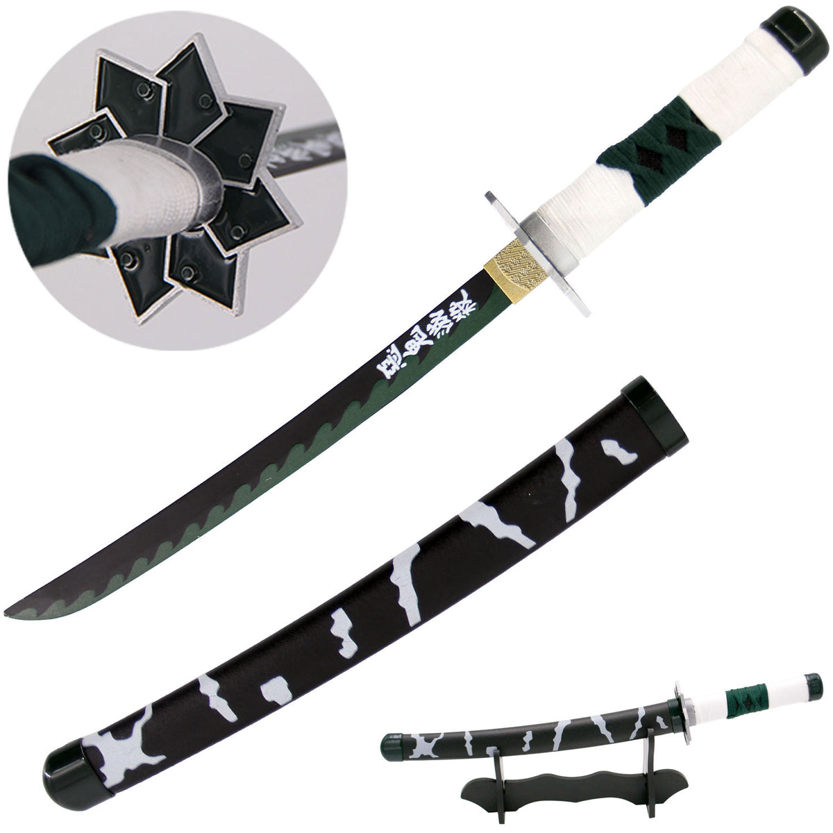 Sanemi Shinazugawa's Green Nichirin Miniature Katana - Sanemi Sword - TOPHATTER'S ARMORY DEALS