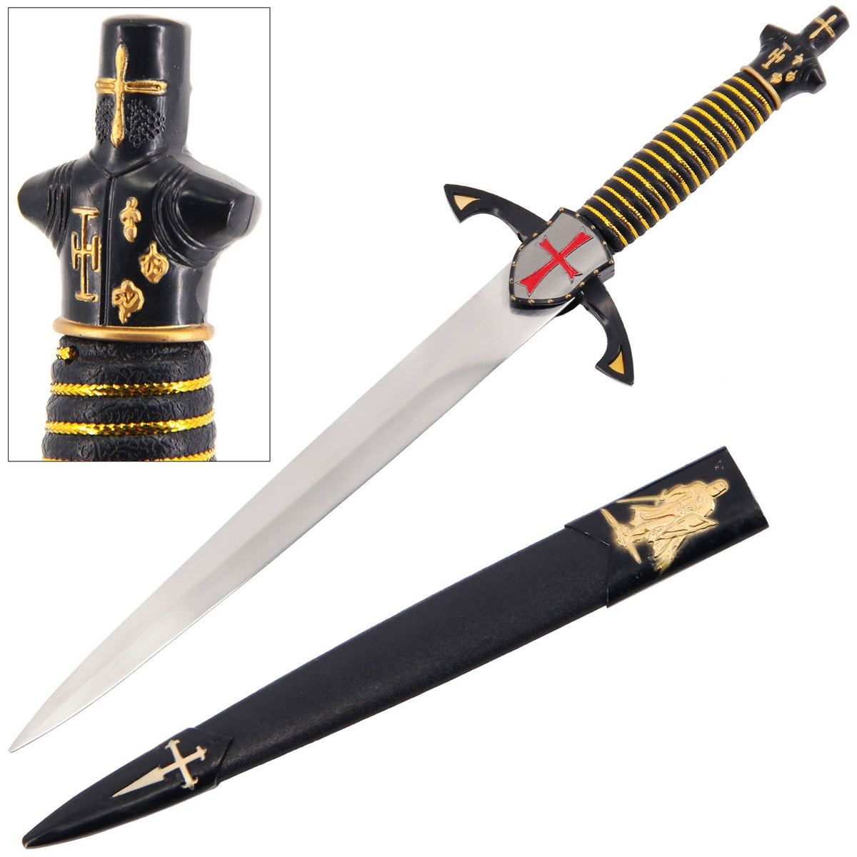 Knight and Shield Medieval Dagger with Scabbard - TOPHATTER'S ARMORY DEALS