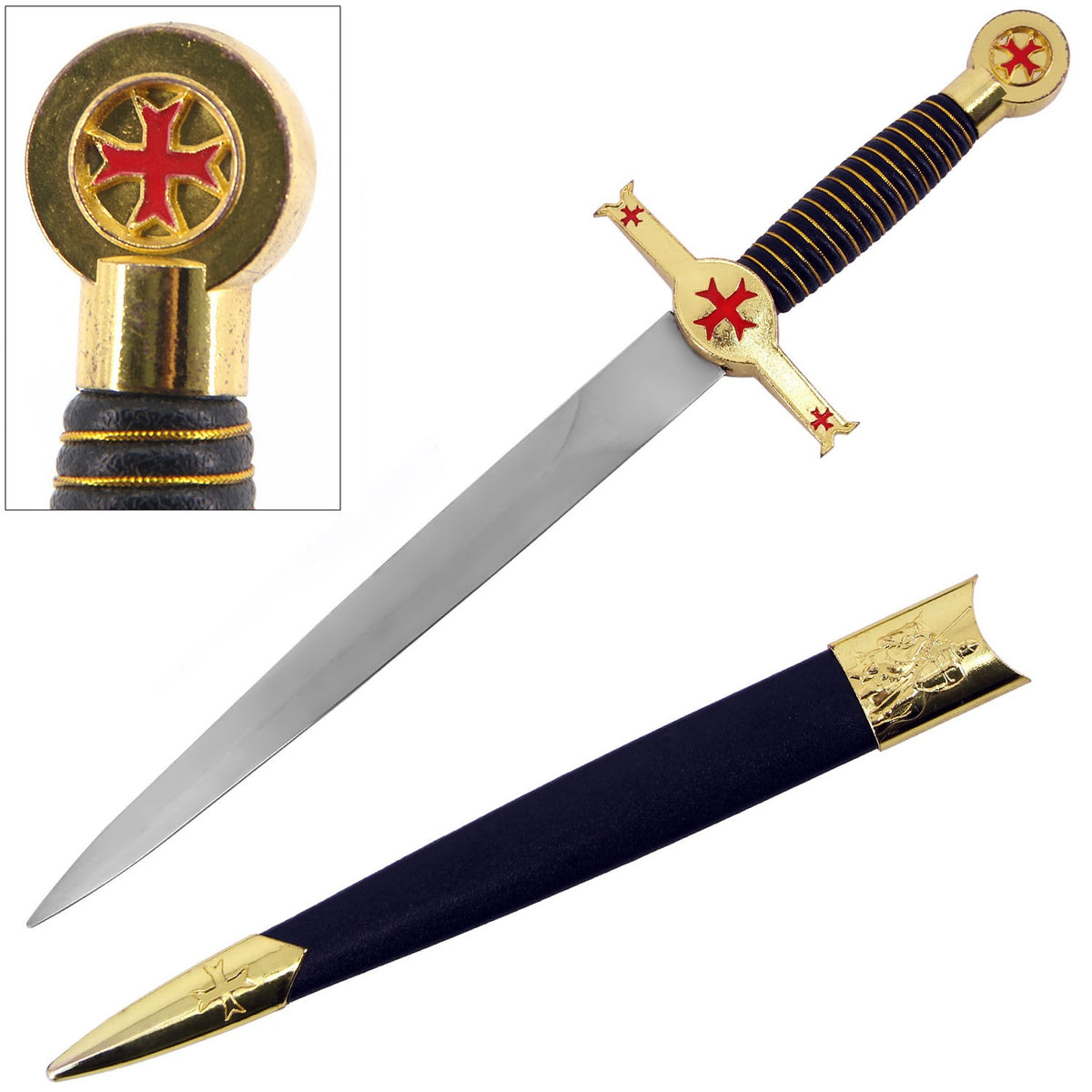 Crusader Knight Dagger with Scabbard - TOPHATTER'S ARMORY DEALS