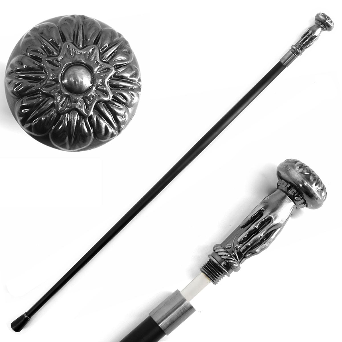 36" Hand Shaped Knob Deluxe Steel Cane Sword - TOPHATTER'S ARMORY DEALS