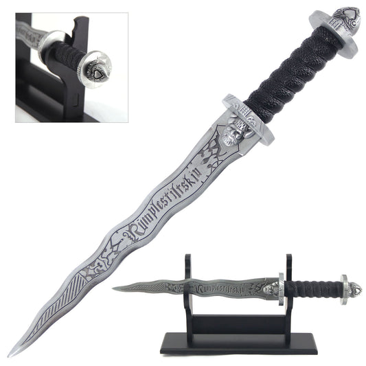 16.5 Dark One Dagger RUMPELSTILSKIN Metal Sword with Wooden Stand