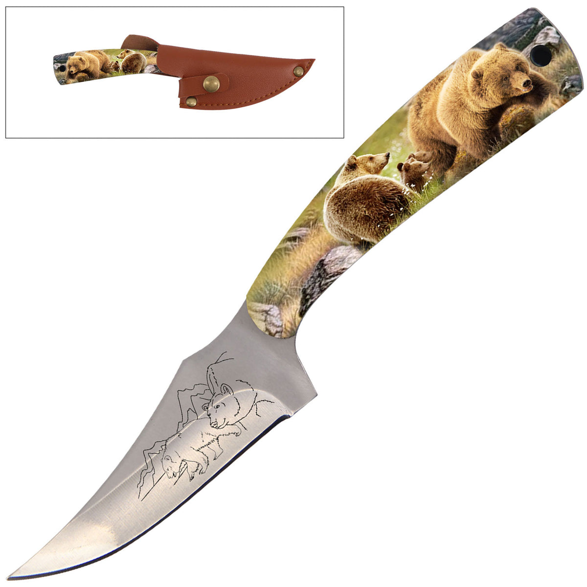 7 Inch Full Tang Fixed Blade Knife Bear Handle for Hunting, Skinning - TOPHATTER'S ARMORY DEALS