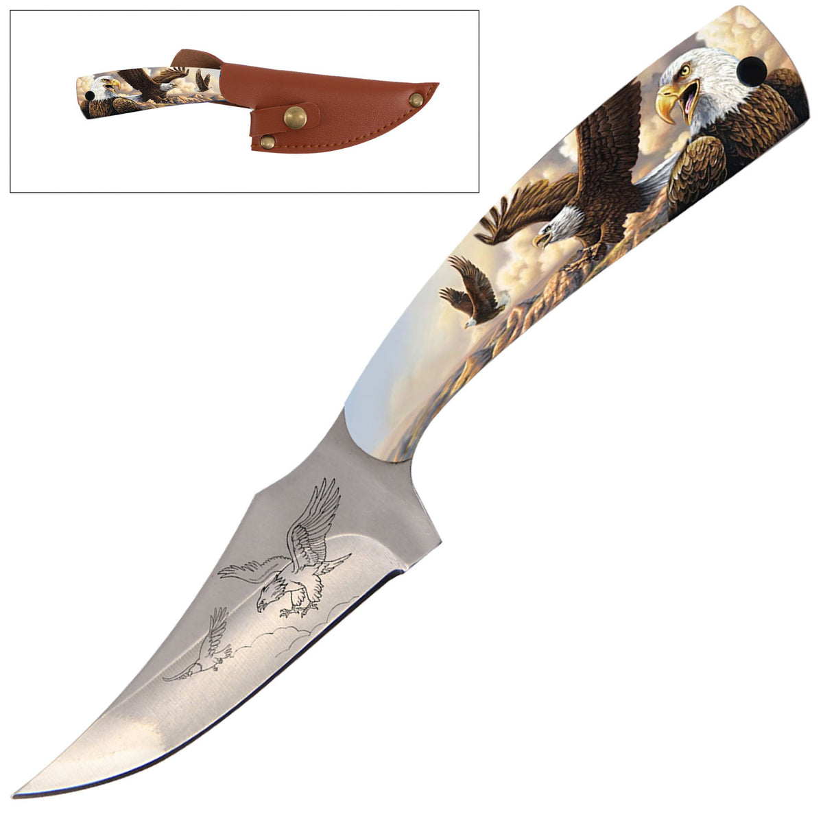 7 Inch Full Tang Fixed Blade Knife Flying Eagle Handle for Hunting, Skinning - TOPHATTER'S ARMORY DEALS