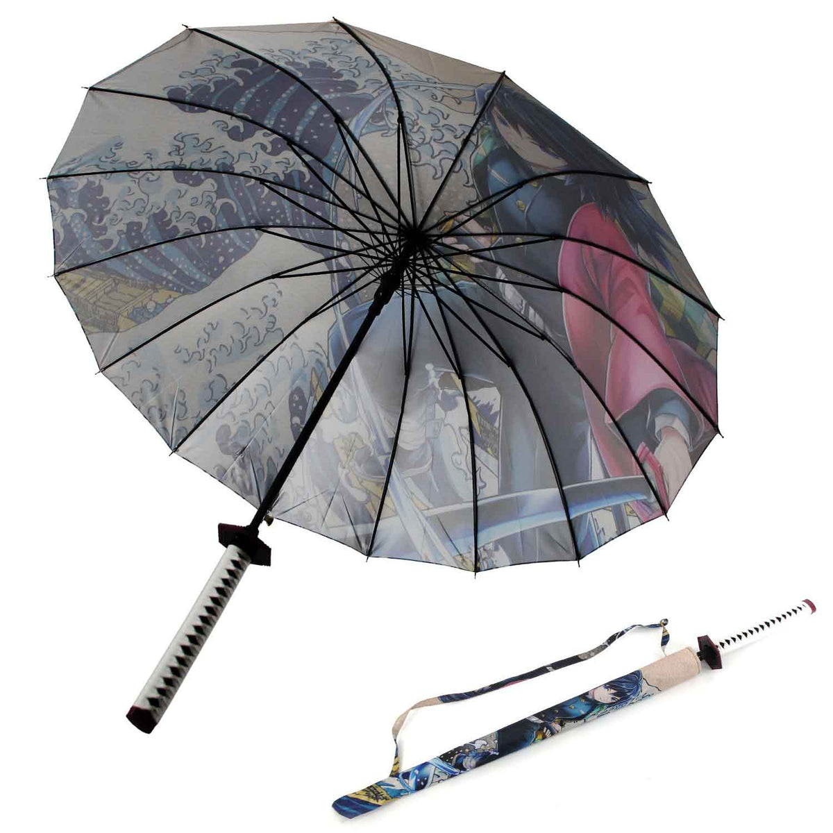 Tomioka Giyuu Anime Demon Slayer Cosplay Umbrella Automatic Folding - TOPHATTER'S ARMORY DEALS