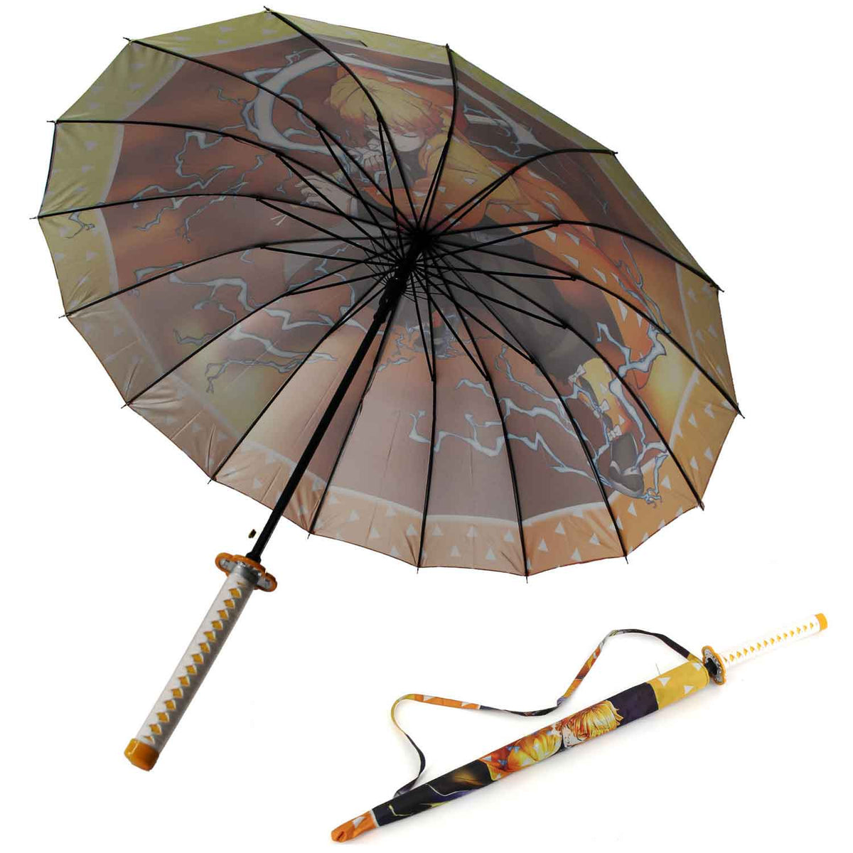 Agatsuma Zenitsu Anime Demon Slayer Cosplay Umbrella Automatic Folding - TOPHATTER'S ARMORY DEALS