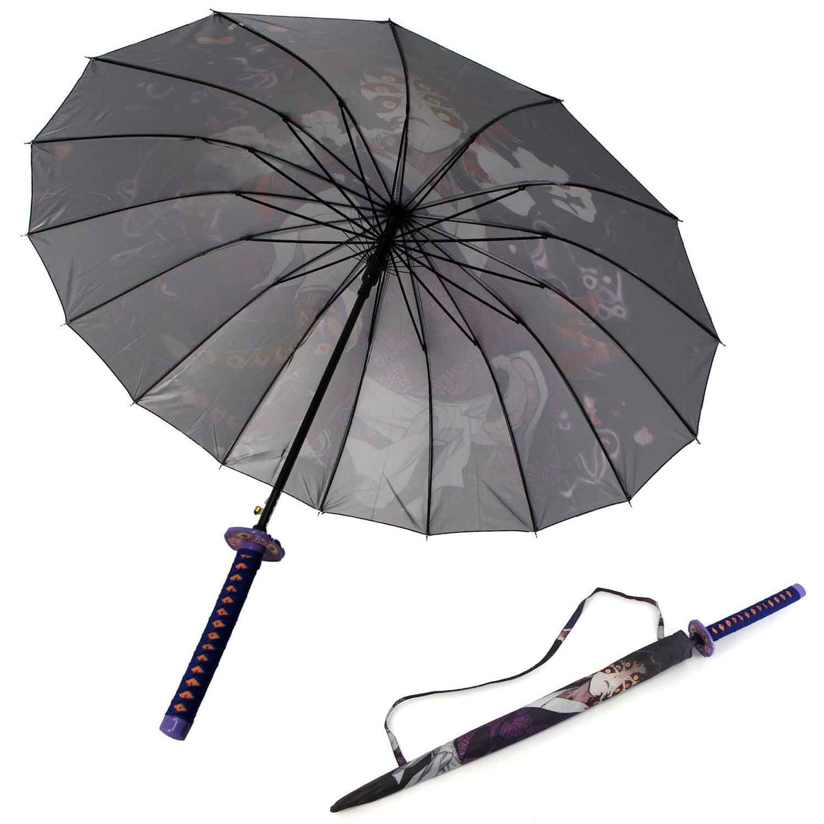 Kokushibou Anime Demon Slayer Cosplay Umbrella Automatic Folding - TOPHATTER'S ARMORY DEALS