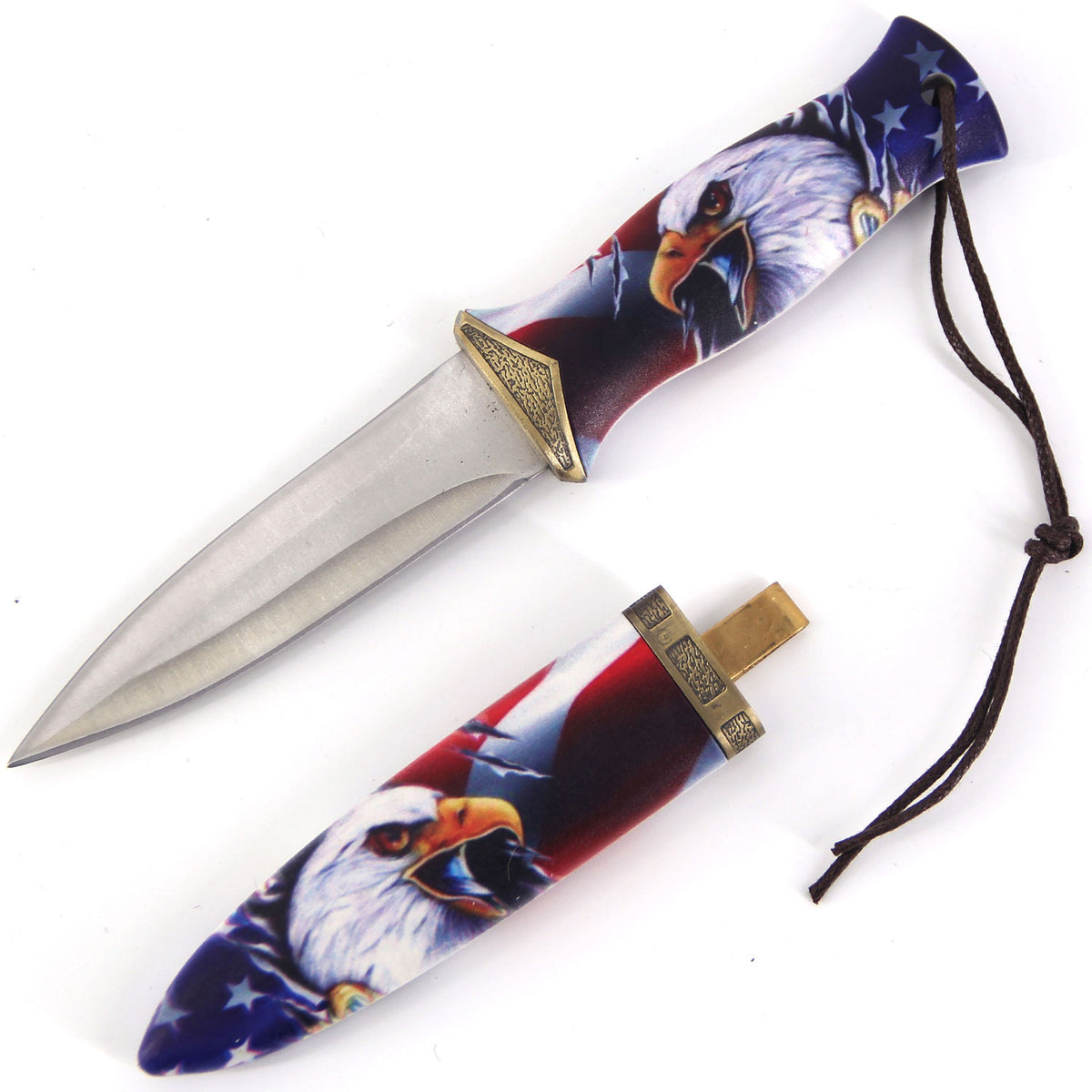 8 Inch Double Edge Blade American Bald Eagle Boot Knife With Clip - TOPHATTER'S ARMORY DEALS