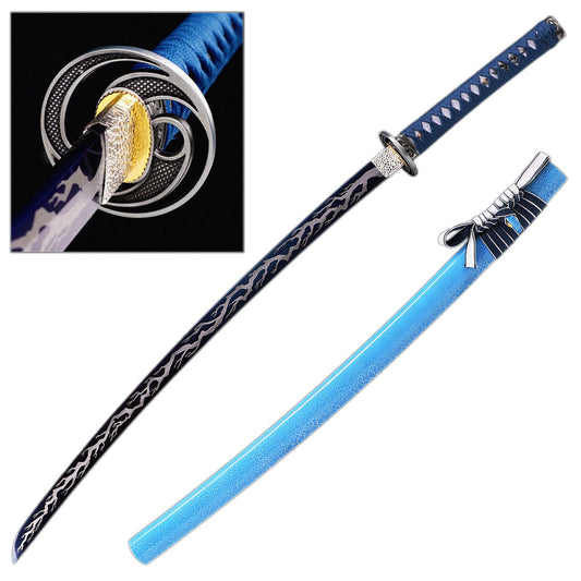 Battle Ready Blue Lightning Storm Katana | 1065 Carbon Steel
