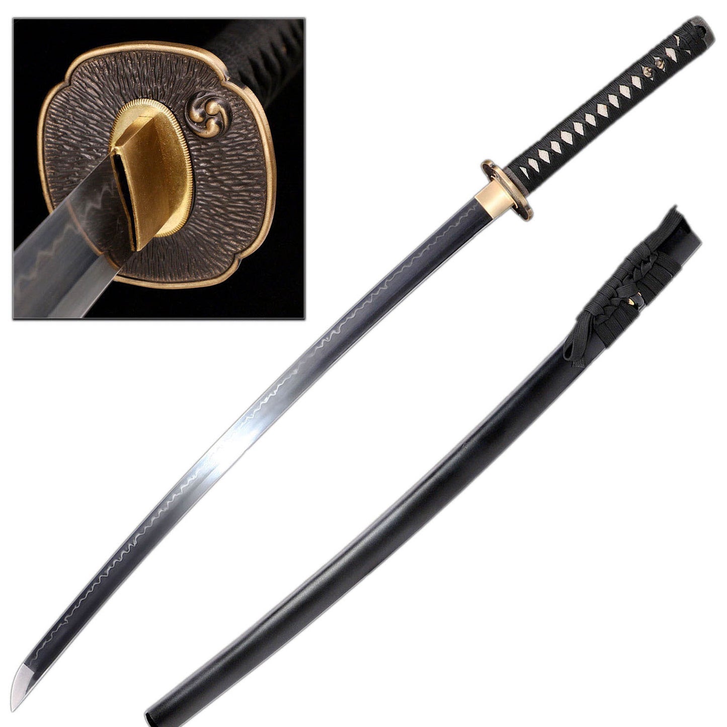 T8 High Carbon Steel Clay Tempered Handmade Katana Samurai Sword Full Tang