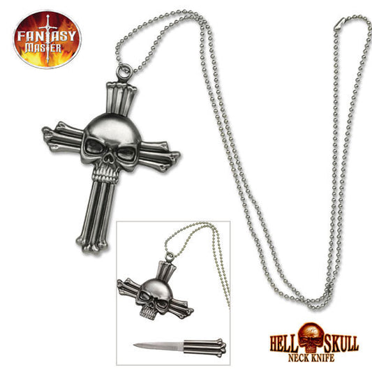 Hell Skull Cross Fantasy Necklace Knife