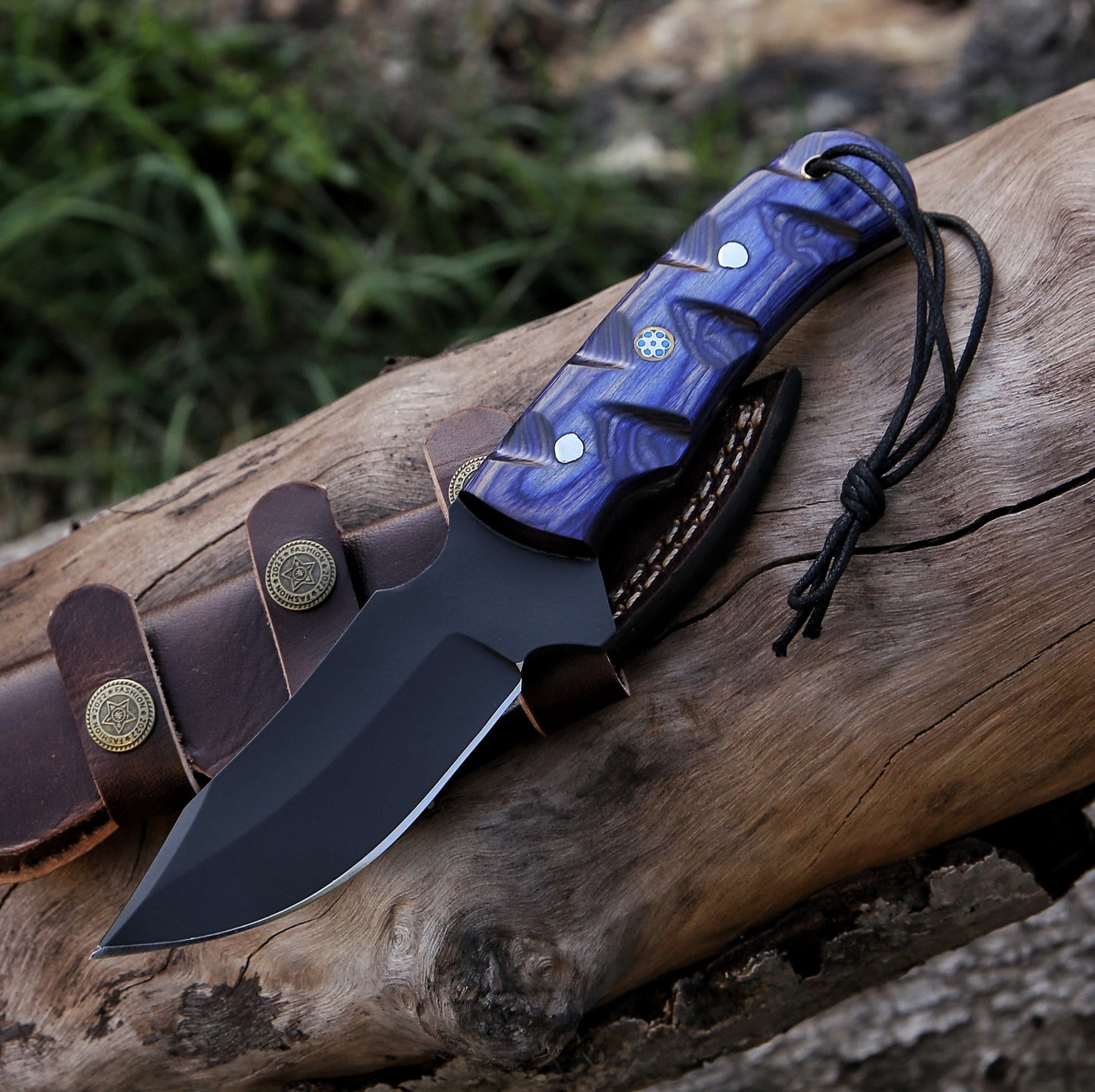 9.1" Black Coated Hand Forged 1095 High Carbon Steel Custom Handmade Fixed Blade Knife