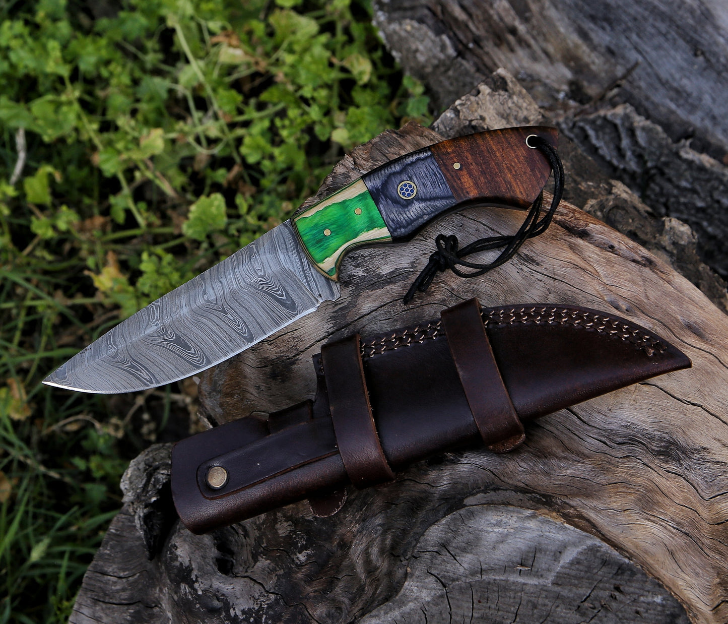 9.3" Damascus Steel Custom Handmade Hunting Skinning Knife