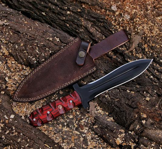 12.3" Hand Forged Combat Custom Handmade Hunting Dagger Knife