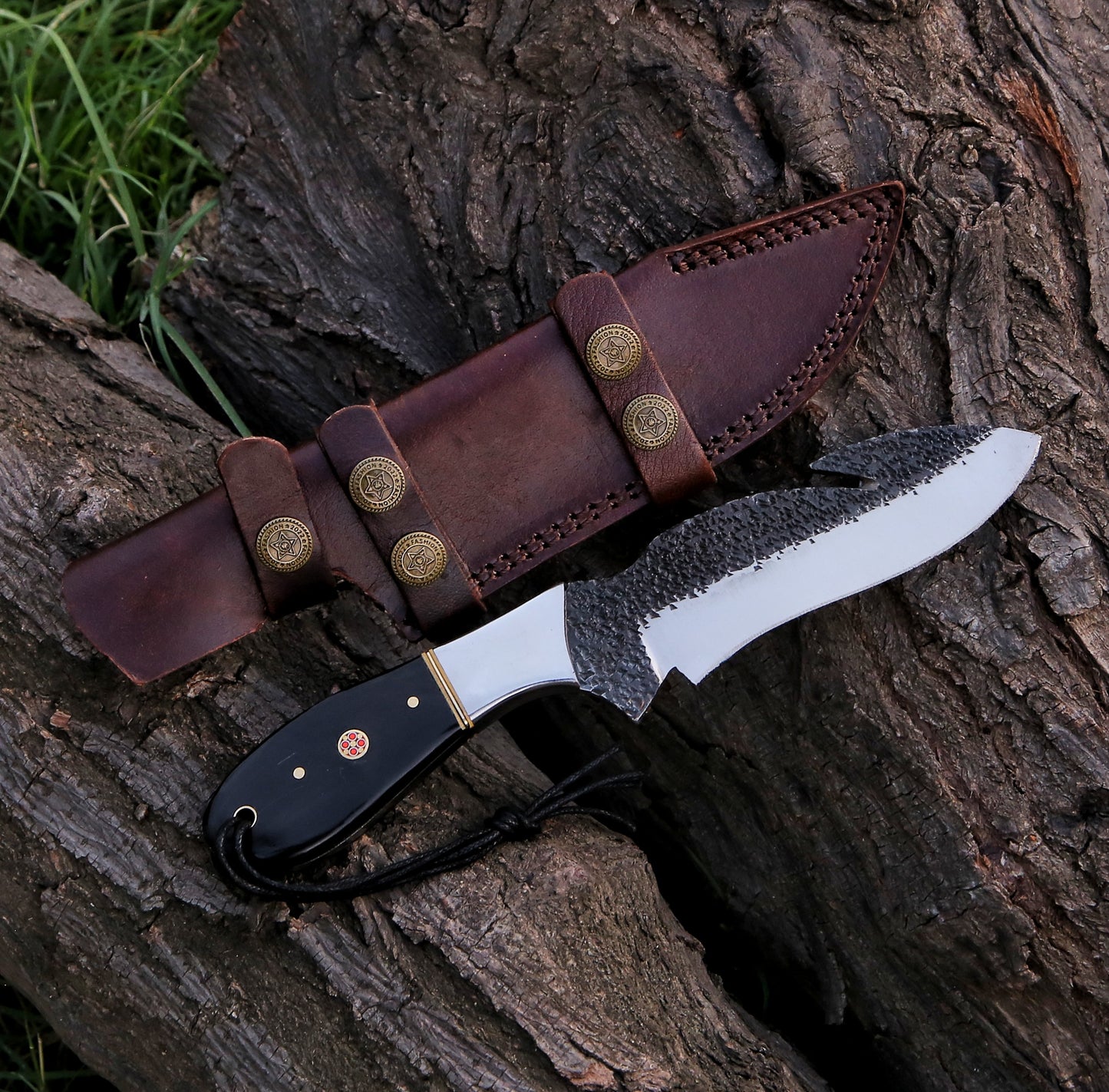 9.5" Hand Forged Steel Custom Handmade Tactical Hunting Gut Hook Knife