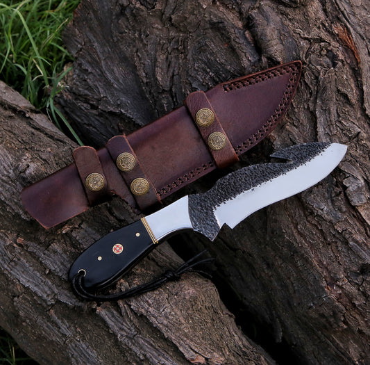 9.5" Hand Forged Steel Custom Handmade Tactical Hunting Gut Hook Knife
