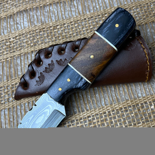 Damascus Steel Custom Handmade Hunting Tanto Knife 6"