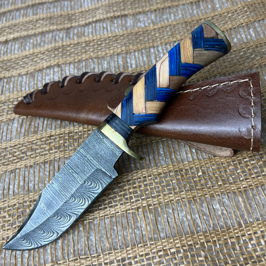 Damascus Steel Custom Handmade Hunting Knife 7.5"