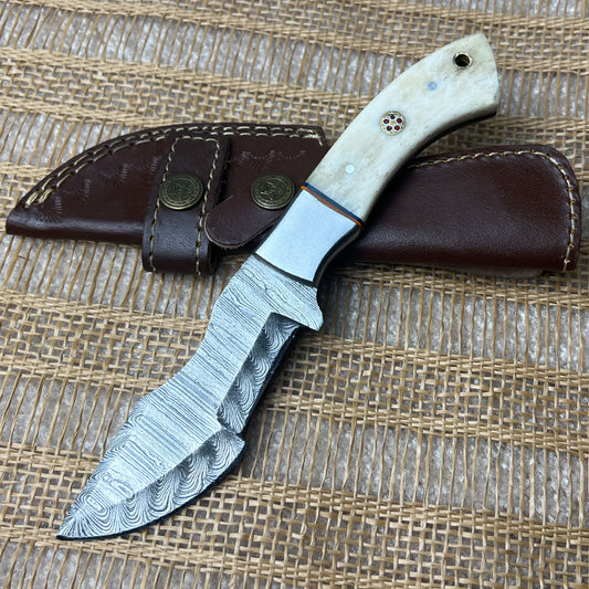 Damascus Steel Custom Handmade Hunting Tracker Knife 8"