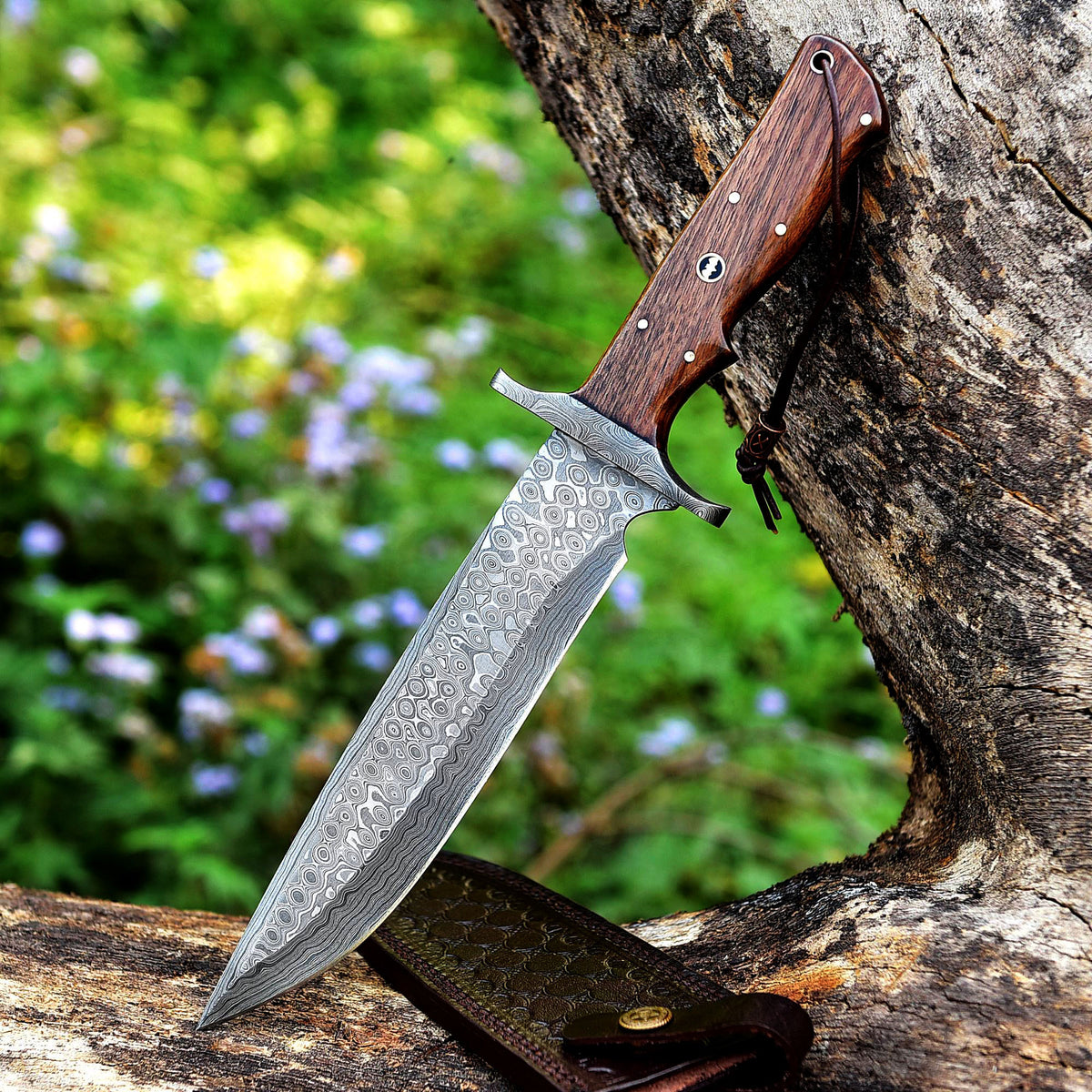 13 Inch Damascus Steel Custom Handmade Bowie Knife - TOPHATTER'S ARMORY DEALS